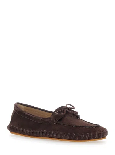 Le Monde Beryl Bow-tie Detail Stitched Loafers In Brown