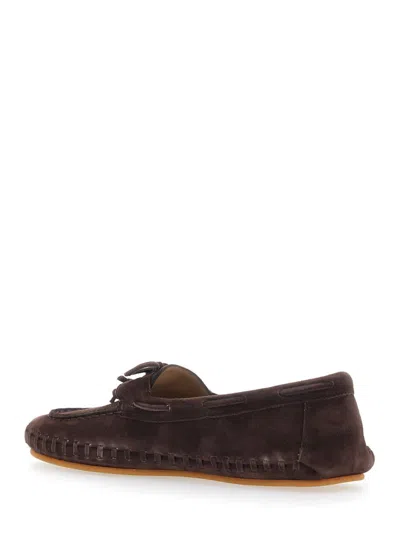 Le Monde Beryl Bow-tie Detail Stitched Loafers In Brown