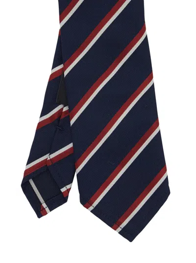 Dsquared2 Men Blue Tie With All-over Striped Motif In Silk Man In Blue