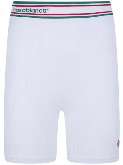 Casablanca Seamless Sporty Bikers Shorts Elastic Waistband In White