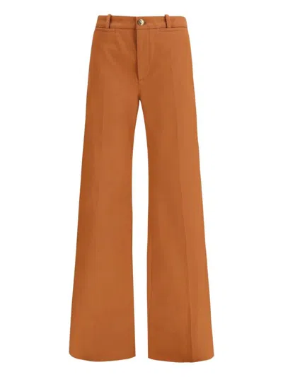 Chloé Pantalone Dalla Gamba Ampia In Cotone Mattone In Orange