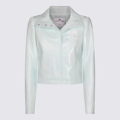 Courrèges Shiny Long Sleeve Casual Style Jacket In Green