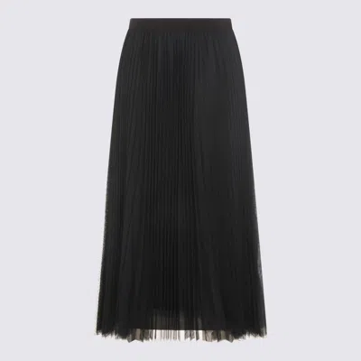 Fabiana Filippi Sheer Midi Skirt Pleats Elastic Waistband In Black