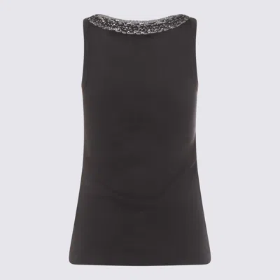 Fabiana Filippi Top Embellished Neckline Sleeveless Design Style In Black