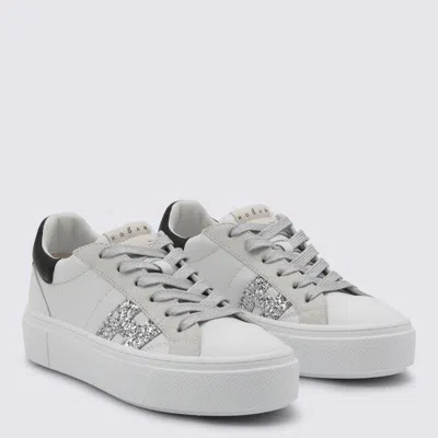Hogan Crosswind Nappa Leather And Suede Sneakers With Glitter H Detail Shoes In White