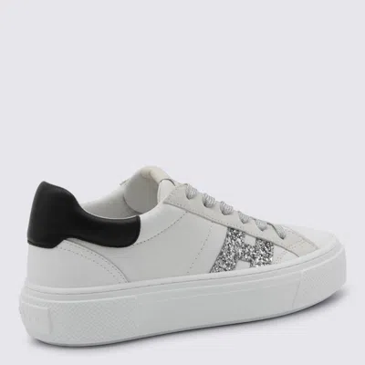 Hogan Crosswind Nappa Leather And Suede Sneakers With Glitter H Detail Shoes In White