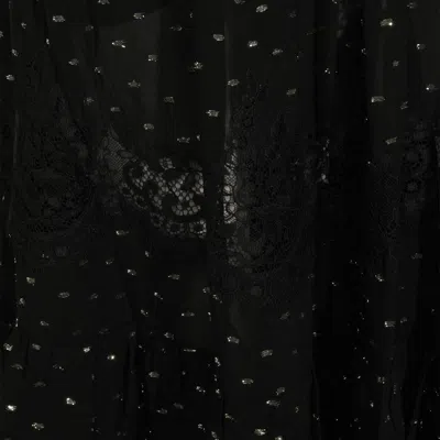 Self-portrait Black Viscose Skirt In Black