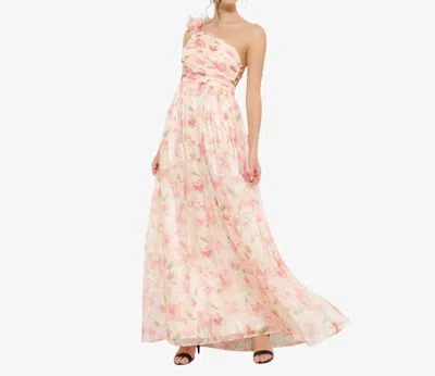 Hoity Toity Blossom One-shoulder Maxi Dress In Rose Pink In Pink