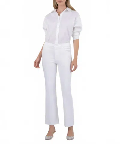 Kut From The Kloth Kelsey High Rise Ankle Flare With Raw Hem Jeans In Optic White In White