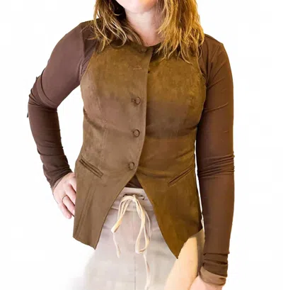 Mustard Seed Tie Back Button Closure Vest In Dark Oak In Brown