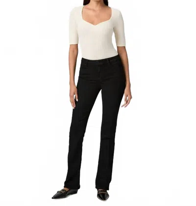 Paige High Rise Manhattan Boot Cut Jeans In Black In Black