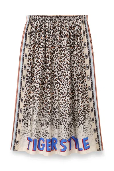 Me369 Women's Hailey Tiger Print Midi Skirt In Sand In Brown