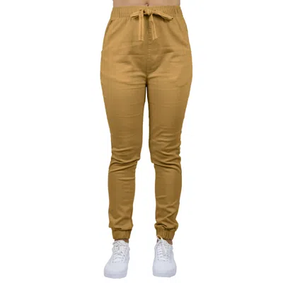 Galaxy By Harvic Women's Loose Fit Twill Jogger Pants In Brown