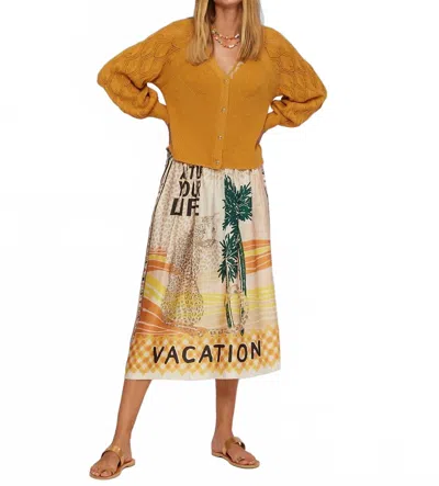 Me369 Elizabeth Printed Midi Skirt In Multicolor In Brown