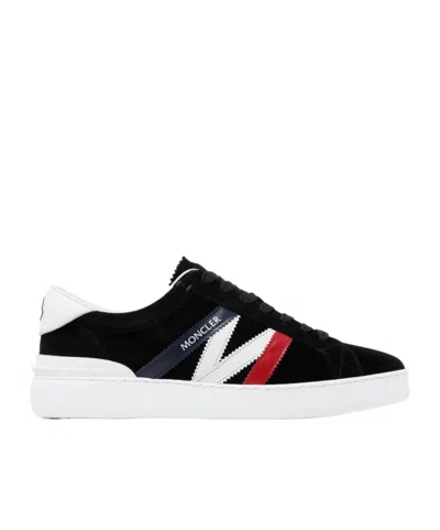 Moncler Logo Printed Lace-up Sneakers In Black