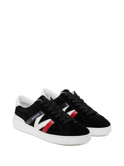 Moncler Logo Printed Lace-up Sneakers In Black