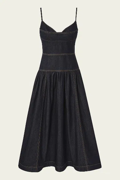 Zimmermann Denim Sleeveless Midi Dress In Night Sky In Blue