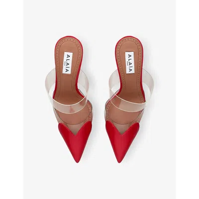 Alaïa Patent Coeur Mules 90 In Red