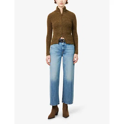 Mother Womens Folk Star The Dodger Flood Wide-leg Denim Jeans In Blue