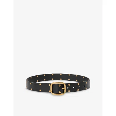 Loewe Leather Studded Rounded-rectangle Belt In Brown