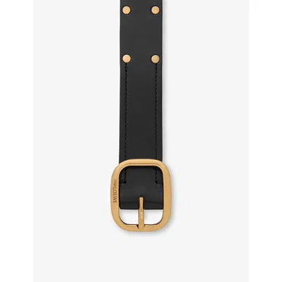 Loewe Leather Studded Rounded-rectangle Belt In Brown