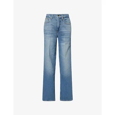 Good American Womens Indigo1142 Good Skate Wide-leg Denim Jeans In Blue