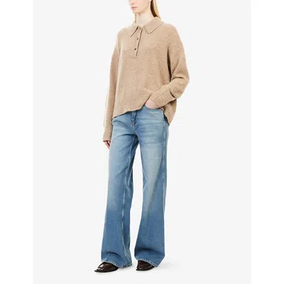 Good American Womens Indigo1142 Good Skate Wide-leg Denim Jeans In Blue