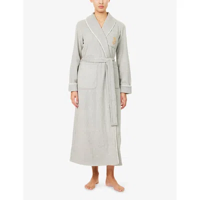 Ralph Lauren Womens Grey Heather Dalton Fleece Long Robe In White