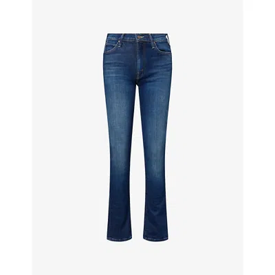 Mother Womens Shine On The Rascal Skimp Cotton-blend Jeans In Blue