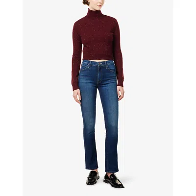 Mother Womens Shine On The Rascal Skimp Cotton-blend Jeans In Blue