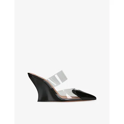 Alaïa Le Cœur Patent-leather And Pvc Wedge Mules In Black