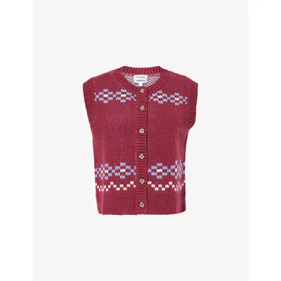 Damson Madder Womens Burg Sofie Wool Knit Vest In Burgundy