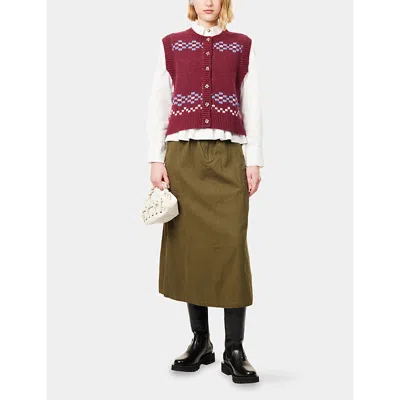 Damson Madder Womens Burg Sofie Wool Knit Vest In Burgundy