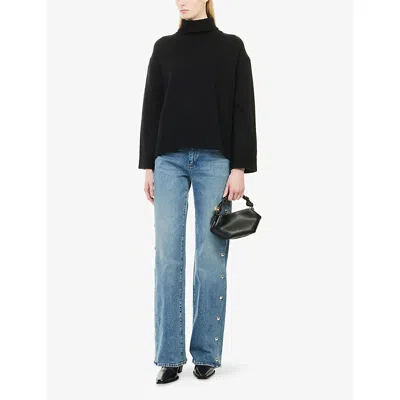 Paige Womens Cruising Sasha 34 Side Seam Snap Denim Jeans In Blue