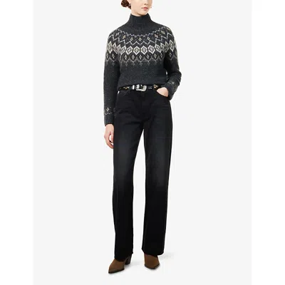 Mother Womens Black Hole The Dodger Sneak Wide-leg Denim Jeans In Black