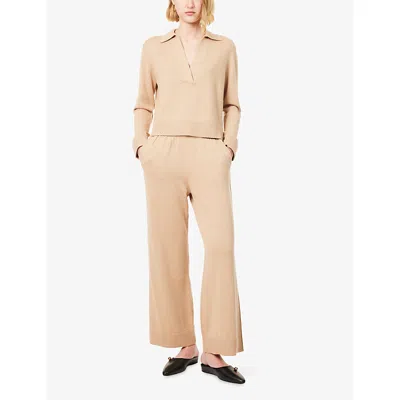 Simkhai Womens Light Camel Travel Drawstring Cotton And Cashmere Trousers In Brown
