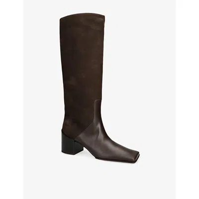 Alaïa Nubuck And Leather Knee Boots In Brown