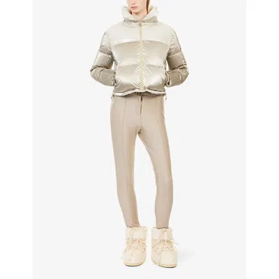 My Sunday Ski Womens Champagne Shimmer Cropped Bomber Ski Jacket In Gold