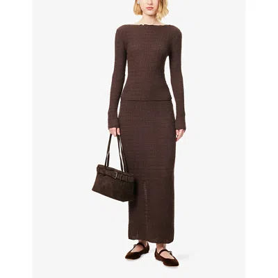 Dissh Womens Choc Melissa Long-sleeve Knit Top Xs In Brown