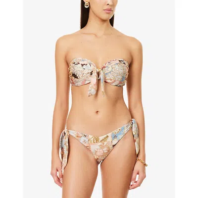 Zimmermann Womens Patch Multi Daylight Floral-print Bandeau Bikini Top In Pink