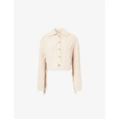 Simkhai Womens Sand Virginia Cropped Cotton And Wool Cardigan In Neutral