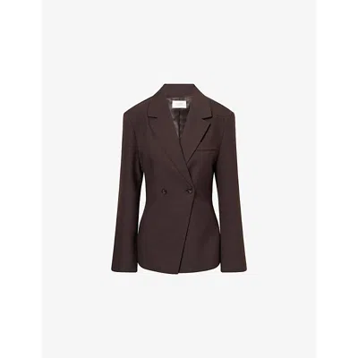 Dissh Womens Espresso Suri Cinched Woven Blazer In Brown