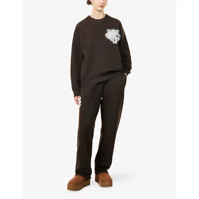 The Couture Club Womens Brown Monogram Fluffy Knitted Jumper In Brown