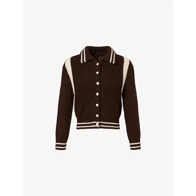 Mother Womens Little League The Little Raquette Collared Alpaca Knitted Cardigan Xs In Multi