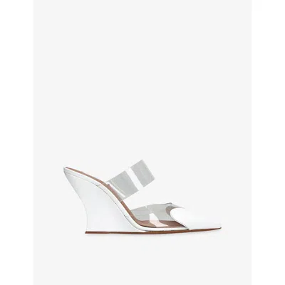 Alaïa Patent Coeur Mules 90 In White