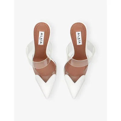 Alaïa Patent Coeur Mules 90 In White