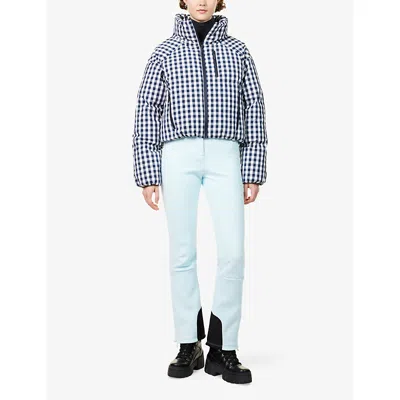 Cordova Womens Indigo Gingham Cortina Vichy Shell Puffer Jacket In Multi