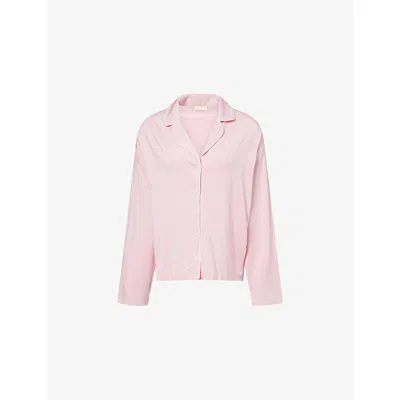 Djerf Avenue Womens Pink Embroidered-logo Go Slow Stretch-jersey Pyjama Shirt Xs In Pink