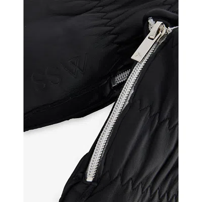 My Sunday Ski Womens Jet Wanderlust Leather Ski Gloves In Black