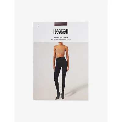 Wolford Womens 3240 Midnight Red High-rise Dot Wool-blend Tights Xs